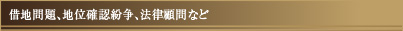 借地問題、地位確認紛争、法律顧問など